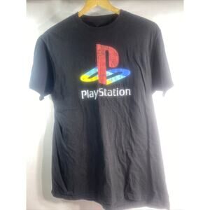 Sony Play Station Logo Graphic Print Black T-Shirt Men's Large 42"-44"